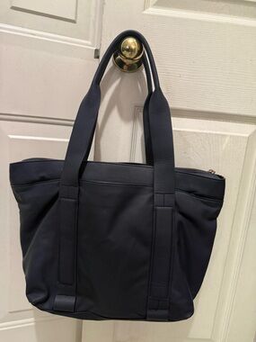 Leather Tote Bag Navy Blue